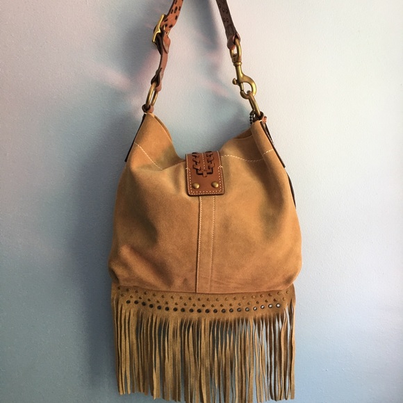 Coach Soho Slim Brown Suede Fringed Duffle Bag - Picture 6 of 15